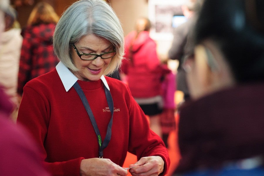Volunteer Taking Tickets at Corson at Interlochen Center for the Arts
