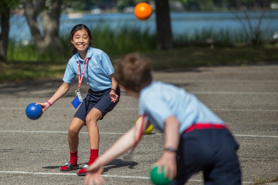 campers playing ball at interlochen arts camp