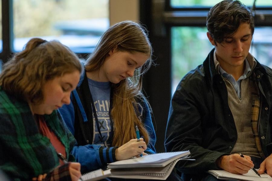 Creative writing students during Interlochen Arts Academy master class