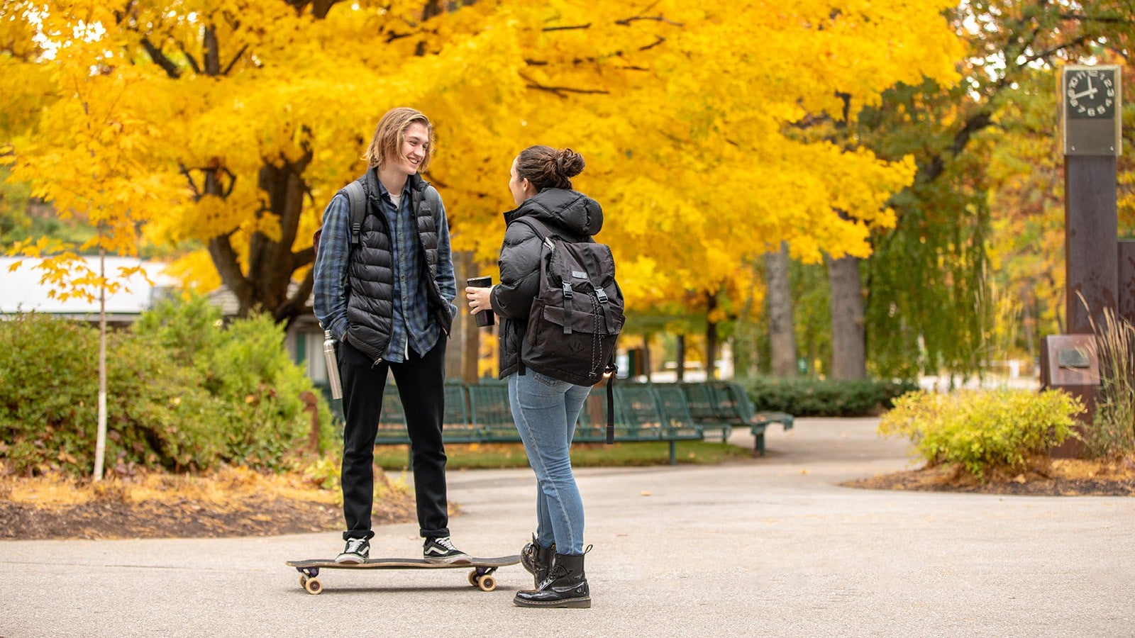 Academy students on a fall day