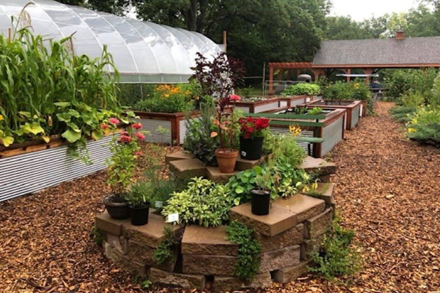 Raised gardening beds at Interlochen Center for the Arts