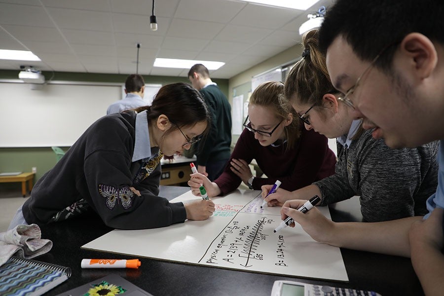 Students in a physics class
