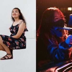 Creative writing student Simone Chaney and film & new media student Angela Kwak