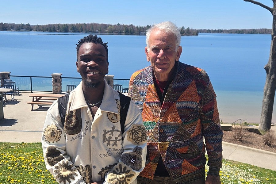 Dan Lewis with Popular Music Performance student Malik J. 