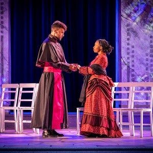 Sydney James Harcourt and Amber Cierra Merritt in Interlochen Arts Academy’s production of 'Edmonia.'