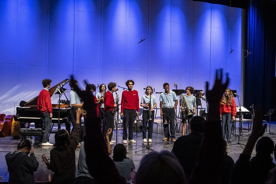 2022 Camp students, including those from the Miami Music Project, receive an enthusiastic standing ovation from the audience.