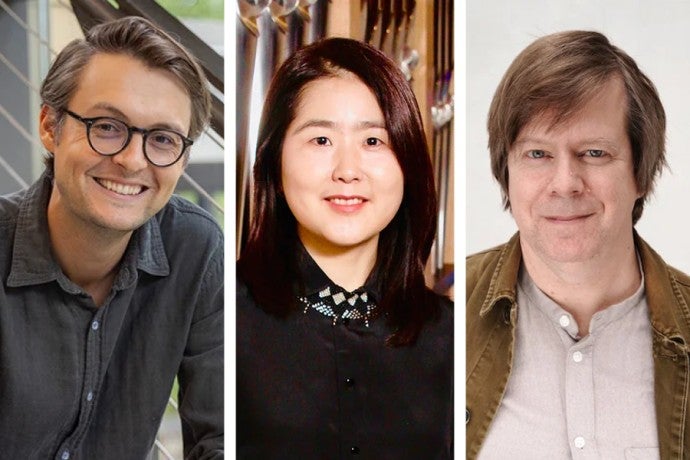 A collage consisting of the headshots of three new IAA faculty members.