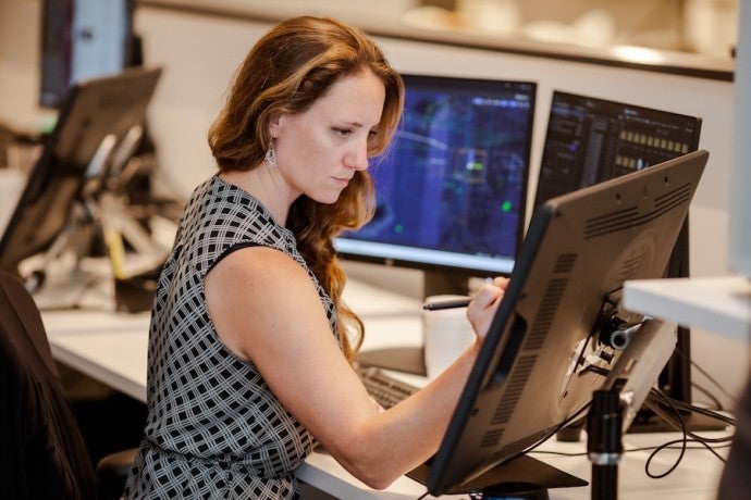 Julia Lichtblau works at her computer