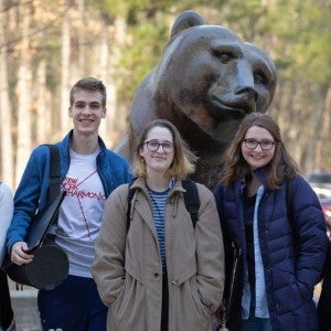 Interlochen Arts Academy's five National Youth Orchestra musicians. From left: Alexis DePaolo, Jakob Schoenfeld, Miranda Lucas, Carys Sutherland, and Rebekah Hou.