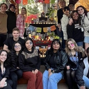 A group of students celebrate Day of the Dead.