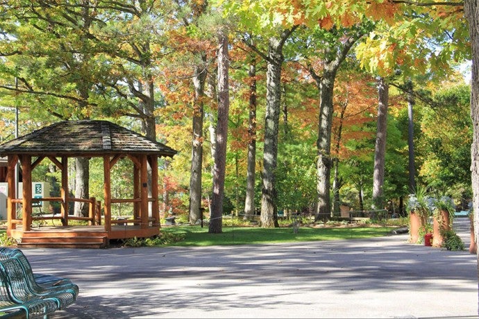 The Osterlin Mall gazebo surrounded by fall colors