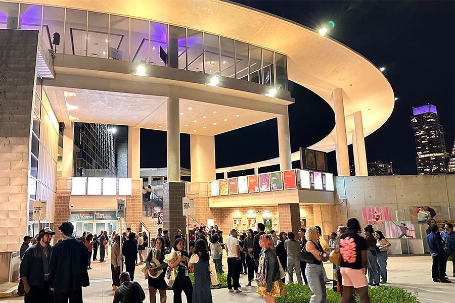 Attendees gather outside the Rollins Theatre before the Texas Shorts Program