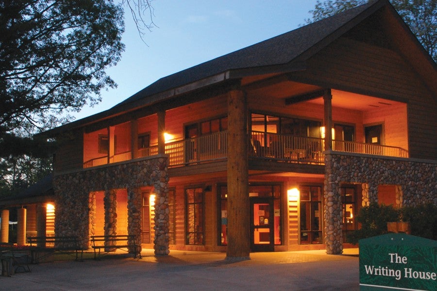 The Writing House at night at Interlochen Center for the Arts